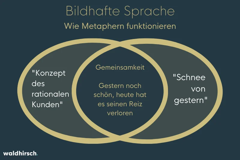 Grafik zur Darstellung von der Bedeutungsübertragung in Metaphern an einem Beispiel