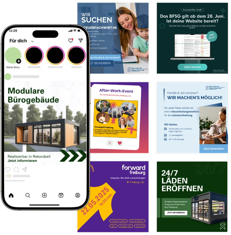 Mockup verschiedener Creatives für Social Ads