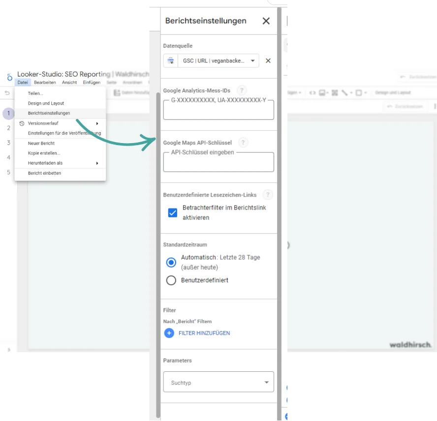 Berichtseinstellungen im Looker Studio