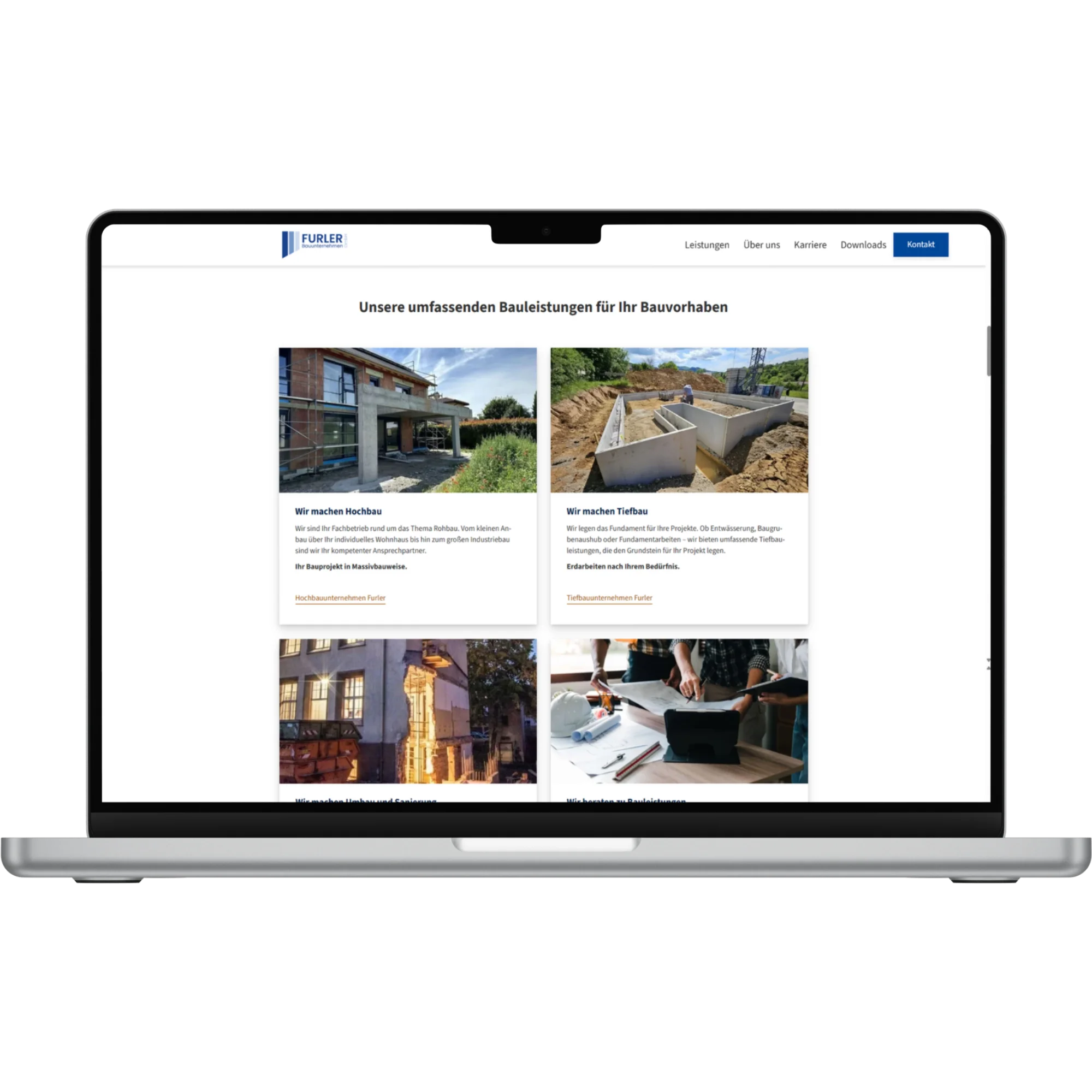 Mockup der Webseite von Furler