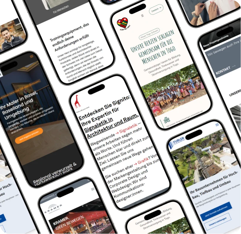 Mockups von Webseiten auf Smartphones