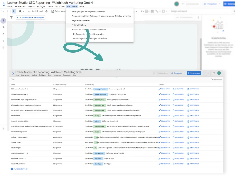Filter im Looker Studio verwalten